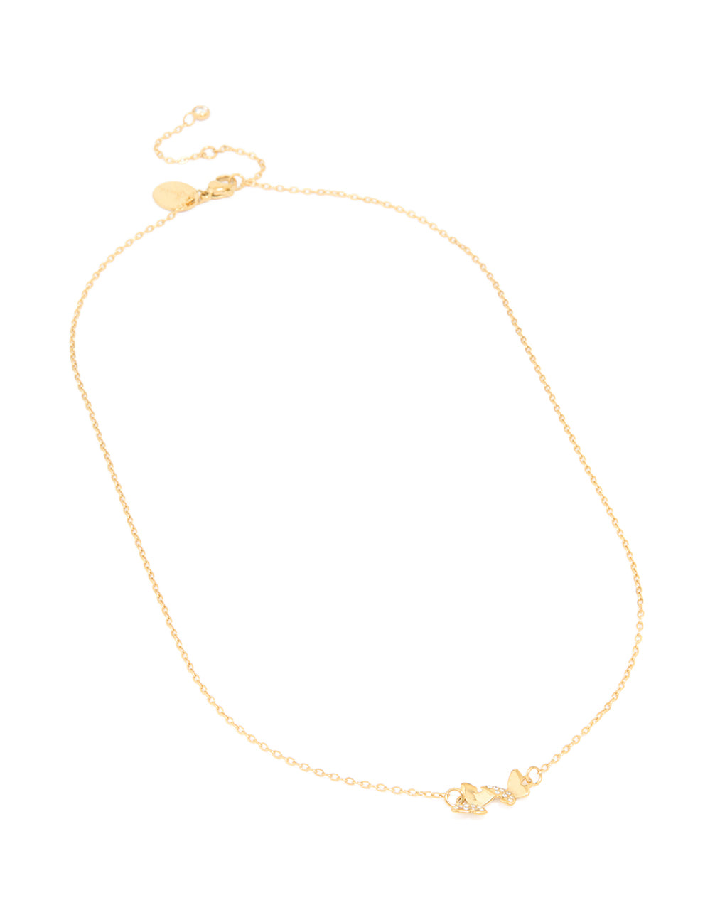 Gold Plated Stainless Steel Cubic Zirconia Butterfly Necklace