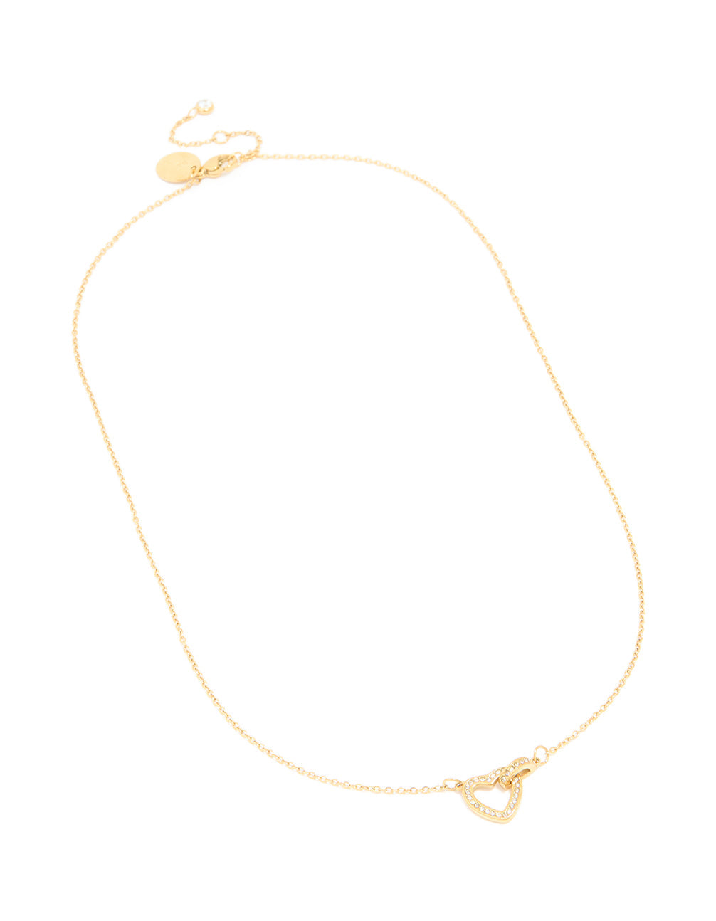 Waterproof Gold Plated Stainless Steel Cubic Zirconia Hollow Heart Necklace