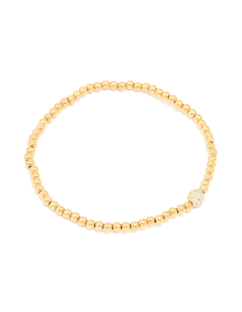 Waterproof Gold Plated Stainless Steel Cubic Zirconia Ball Stretch Bracelet