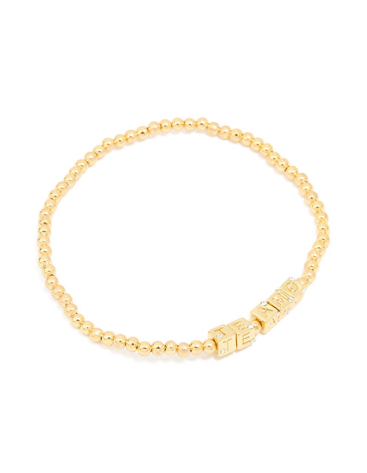 Waterproof Gold Plated Stainless Steel 'Te Amo' Stretch Bracelet