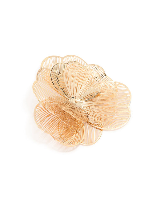 Gold Laser Cut Flower Brooch