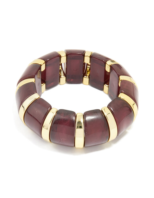 Gold Dark Red Acrylic Bangle