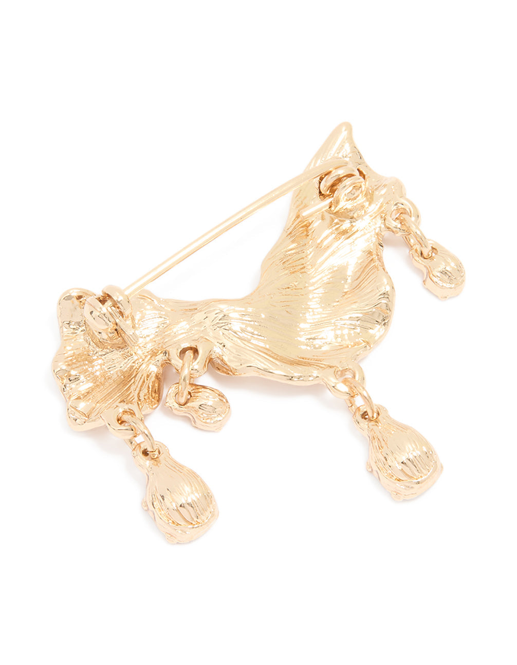 Gold Diamante Drop Molten Brooch