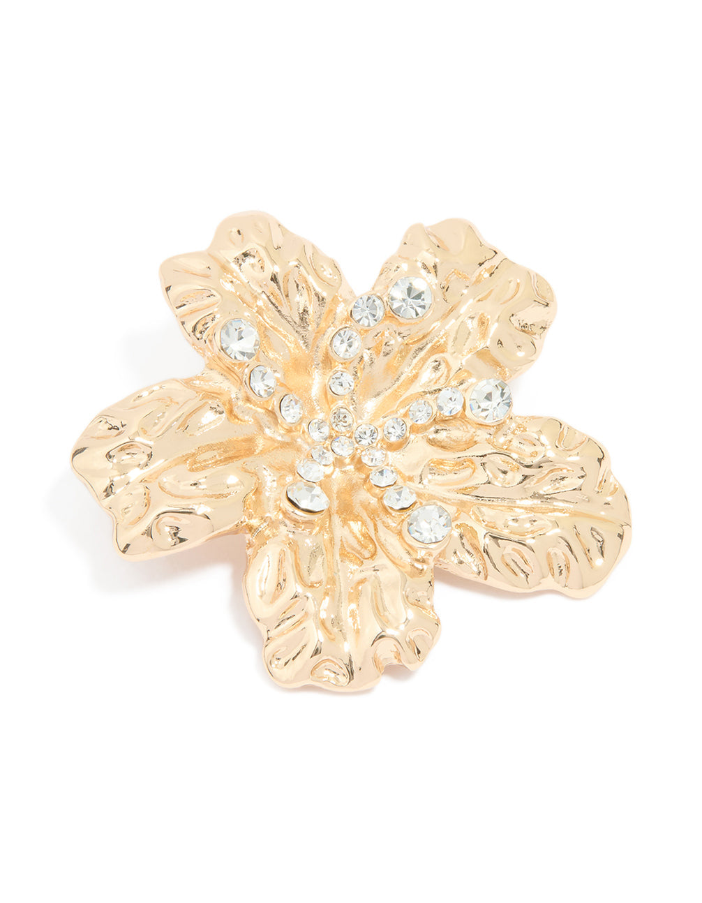Gold Floral Diamante Brooch