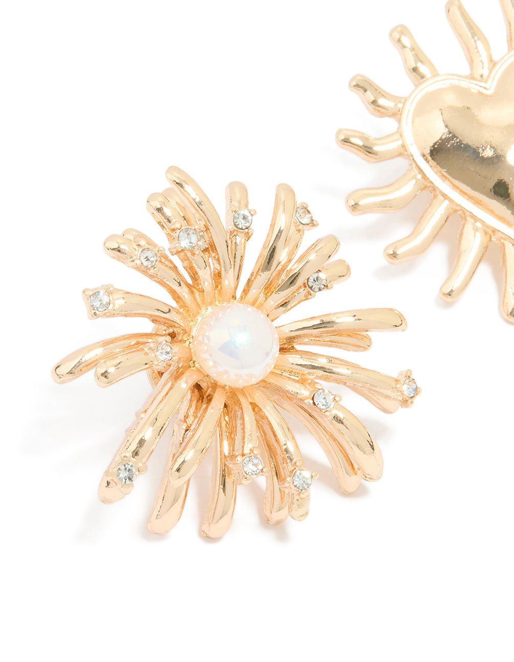 Gold Heart & Flower Brooches 2-Pack