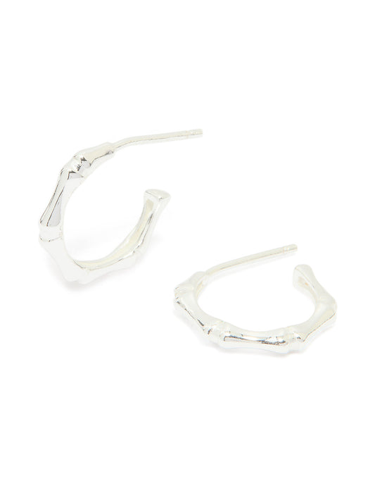 Sterling Silver Bamboo Hoop Earrings