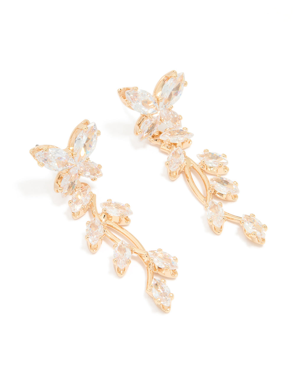 Gold Diamante Vine Drop Earrings