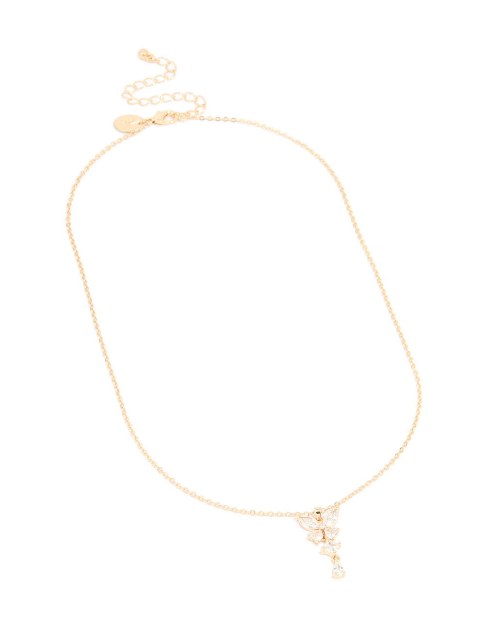 Gold Diamante Butterfly Drop Necklace
