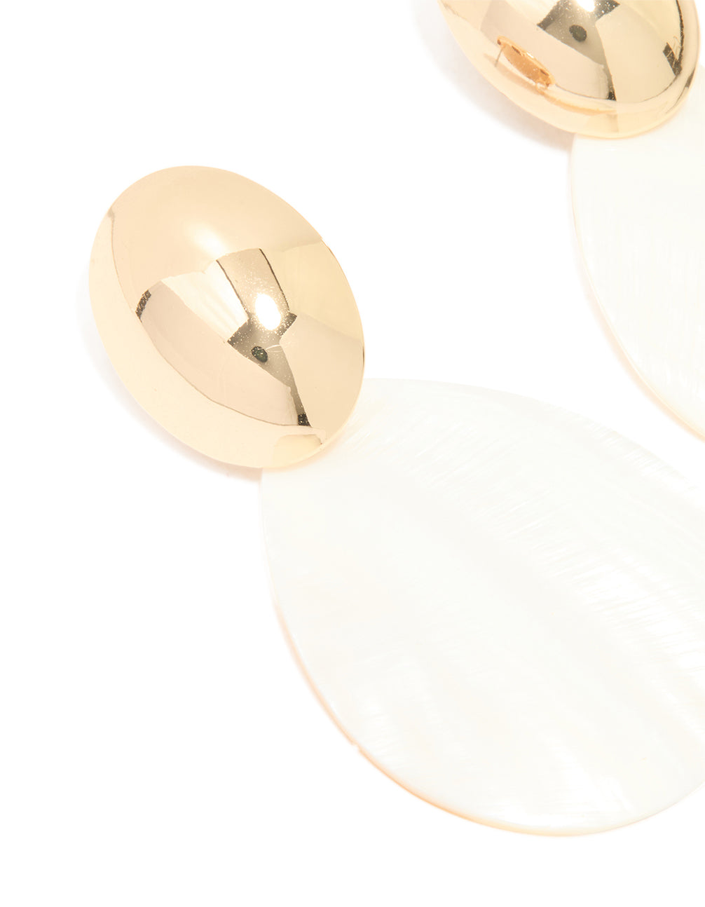 Gold Genuine Shell Oval Drop Earrings