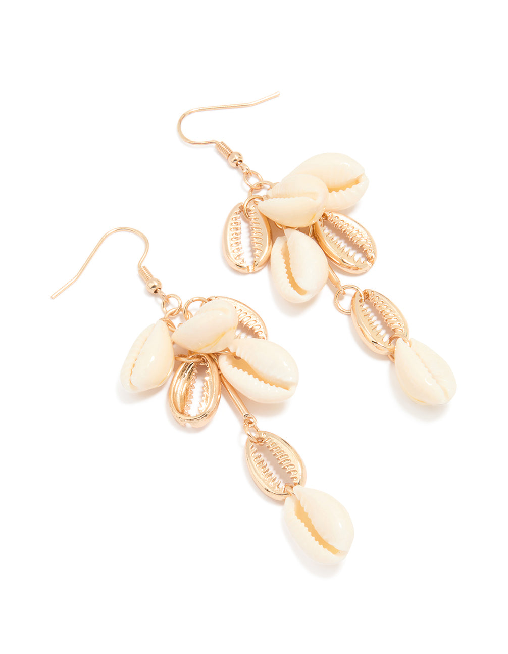 Gold Genuine Shell Cluster Drop Earrings