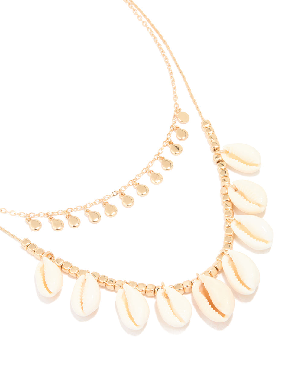 Gold Genuine Cowry Shell Dainty Layered Necklace