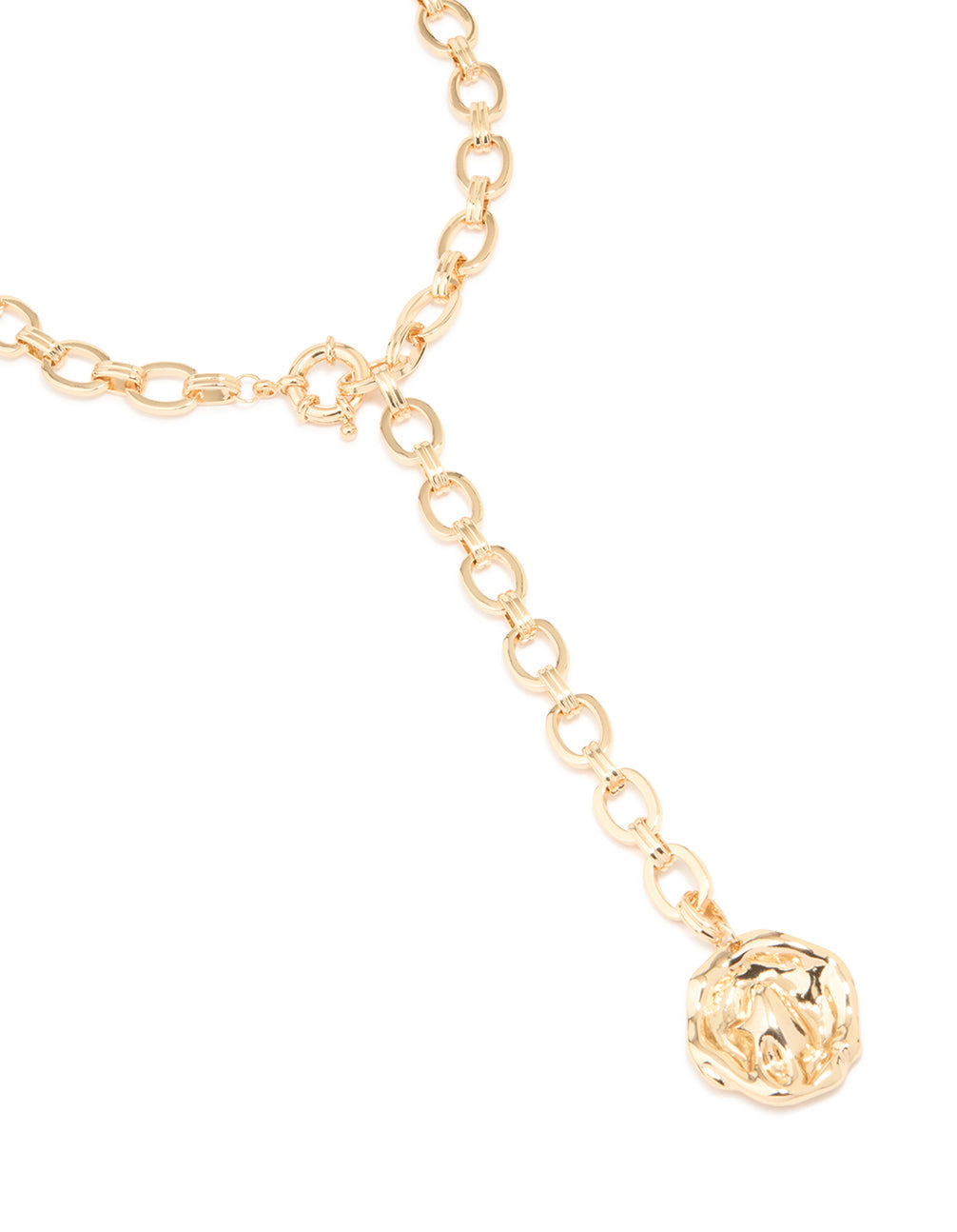 Gold Organic Pendant Lariat Necklace