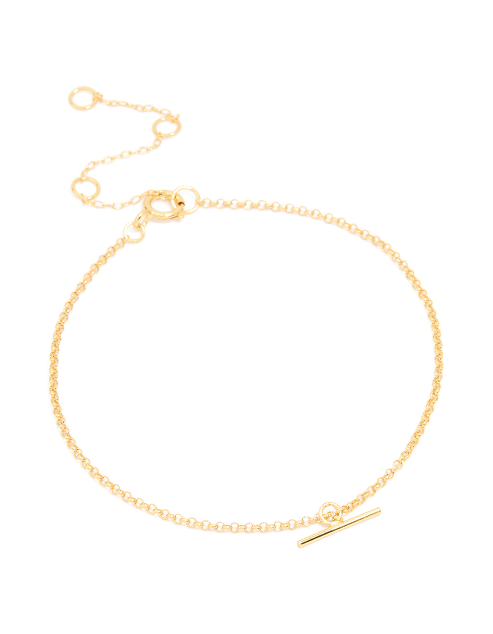 Gold Plated Sterling Silver T-Bar Chain Bracelet