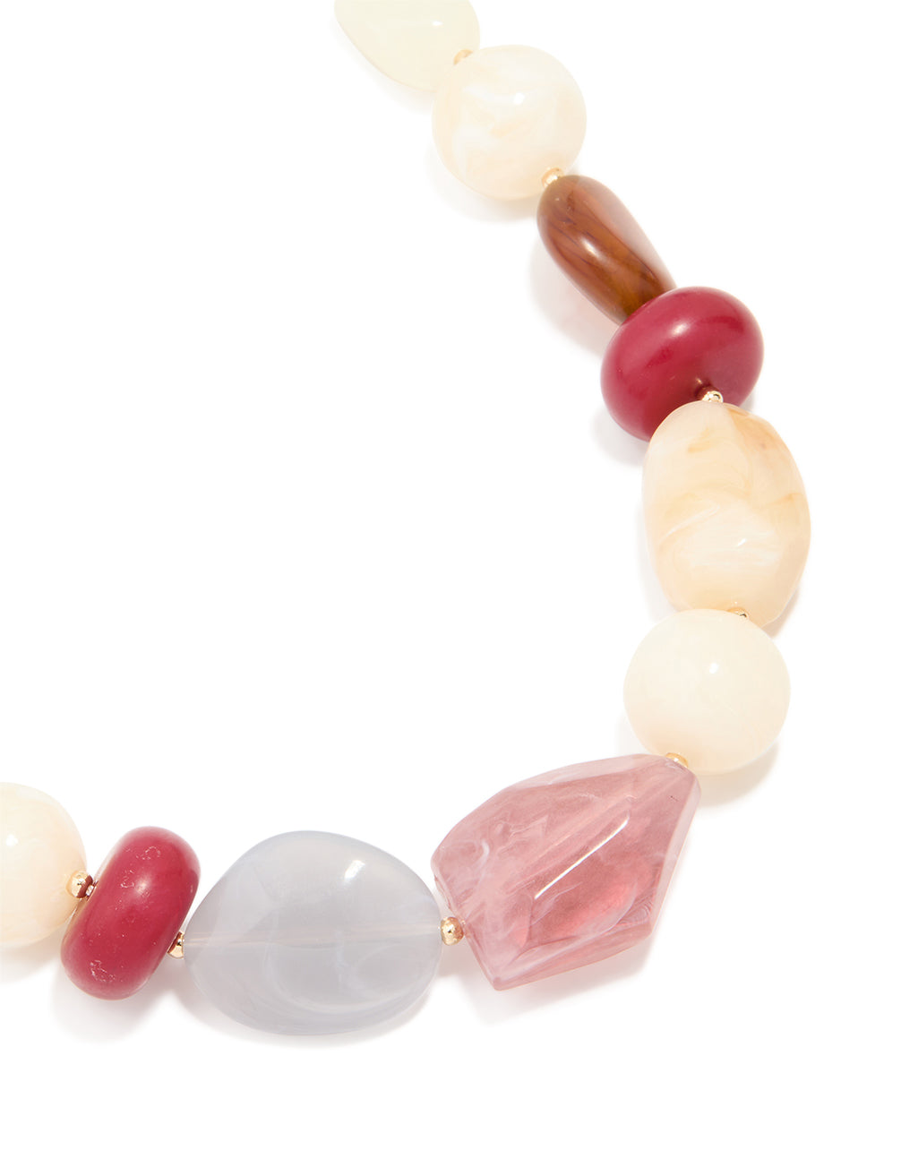 Gold Mulitcoloured Resin Beaded Necklace