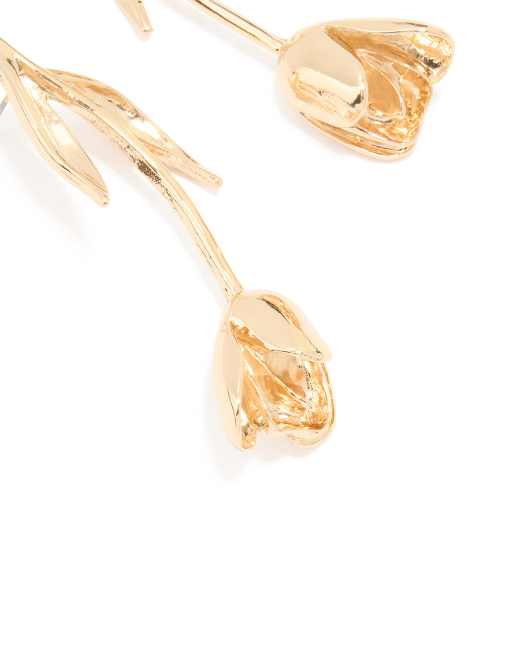 Gold Long Statement Flower Earrings