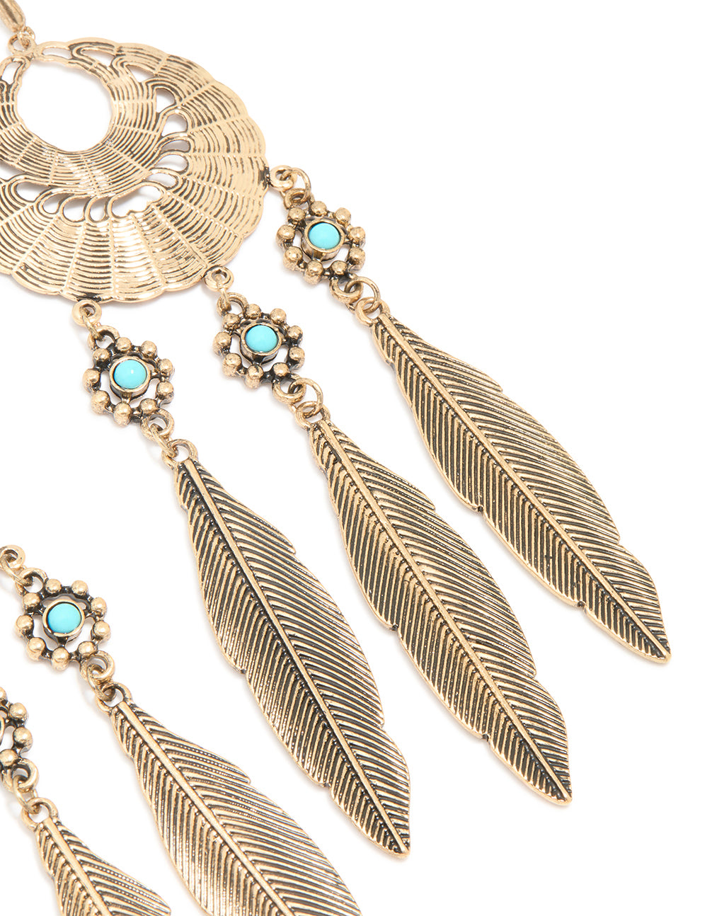 Antique Gold Large Dreamcatcher Earrings