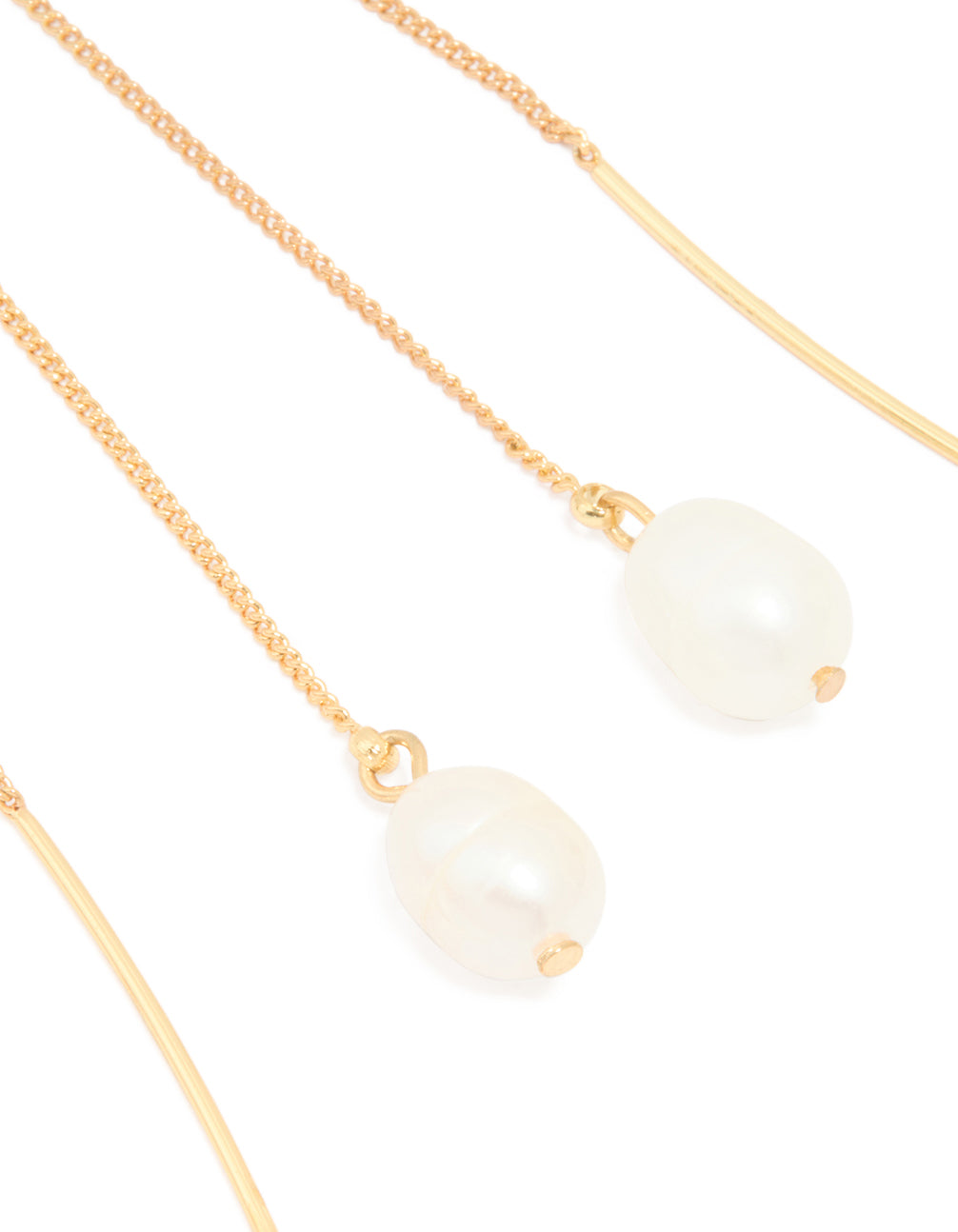 Gold Plated Freshwater Pearl Thread Through Earrings
