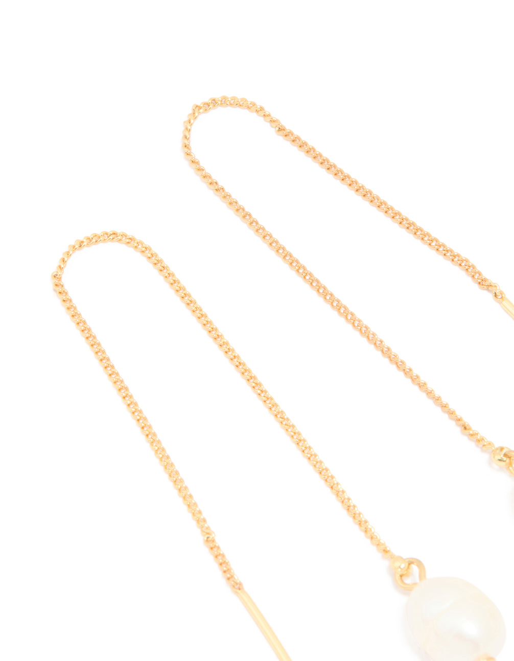Gold Plated Freshwater Pearl Thread Through Earrings