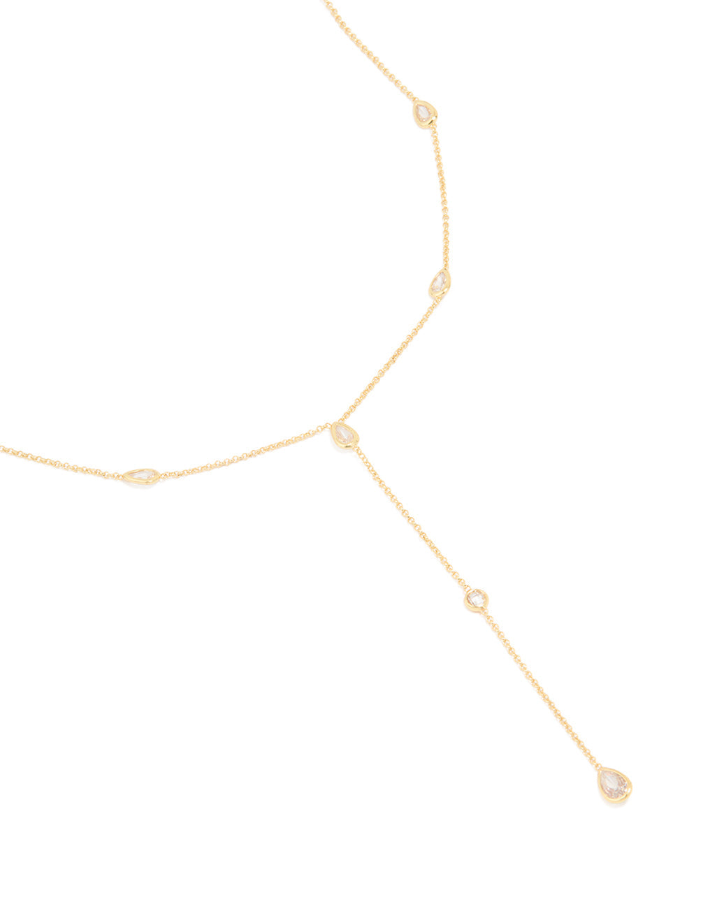 Gold Plated Cubic Zirconia Y-Necklace