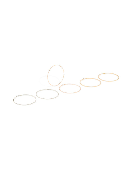 Mixed Metal Classic XL Hoop Earrings 3-Pack