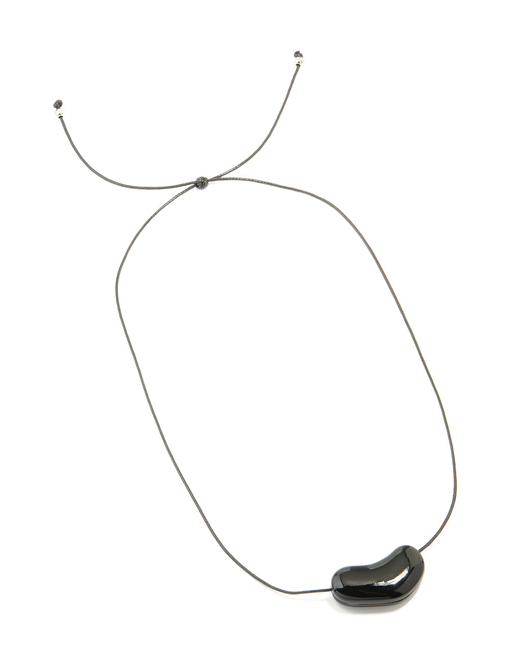 Black Coated Metal Baby Pebble Orb Cord Necklace
