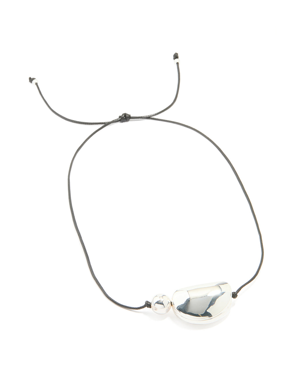 Silver Plated Pebble Cord Large Pendant Necklace