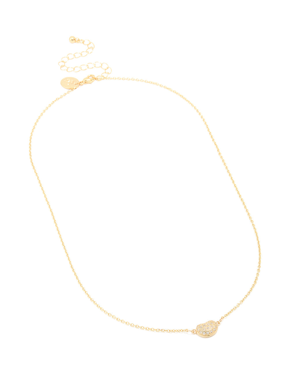 Gold Plated Cubic Zirconia Small Pebble Pendant Necklace