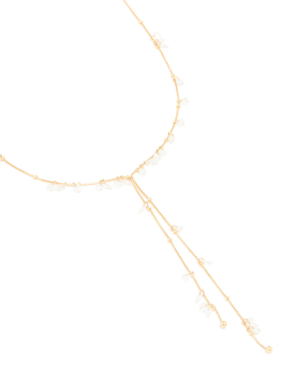 Gold Cubic Zirconia Cluster Y-Necklace