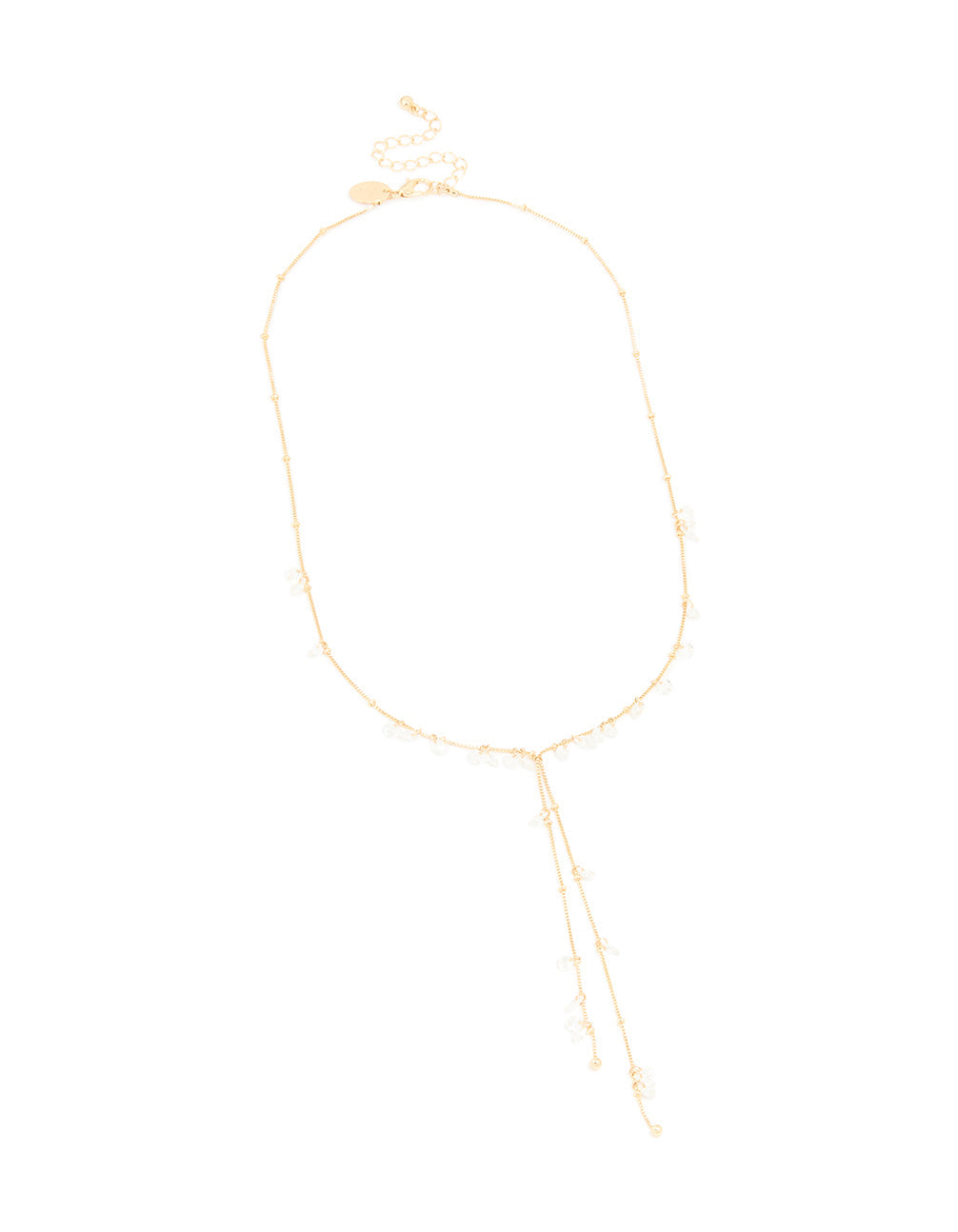 Gold Cubic Zirconia Cluster Y-Necklace