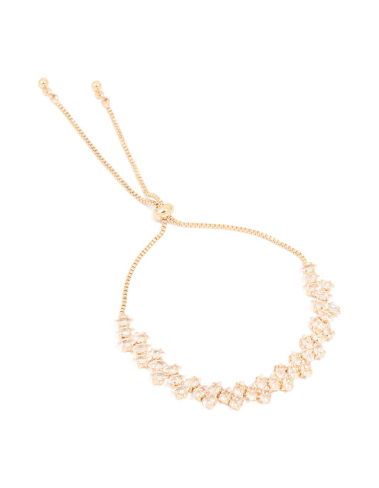 Gold Cubic Zirconia Round Toggle Bracelet