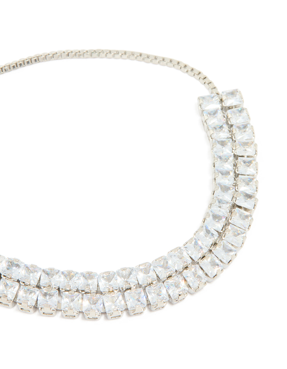 Silver Cubic Zirconia Rectangle Toggle Bracelet