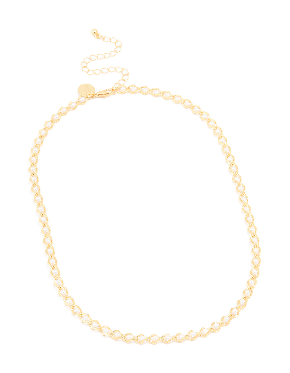 Gold Plated Pearl Inlay Chain Necklace