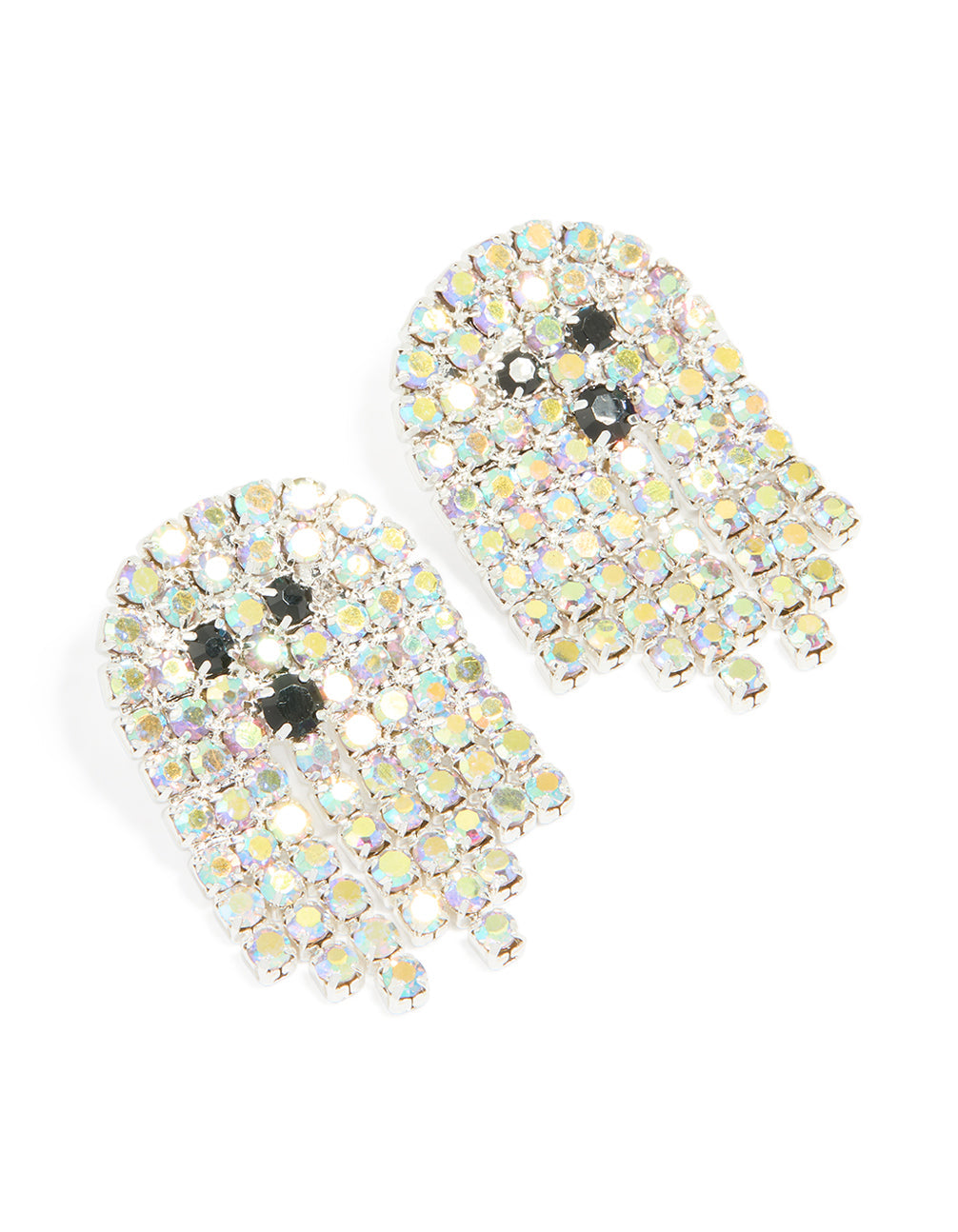 Silver Diamante Ghost Drop Earrings