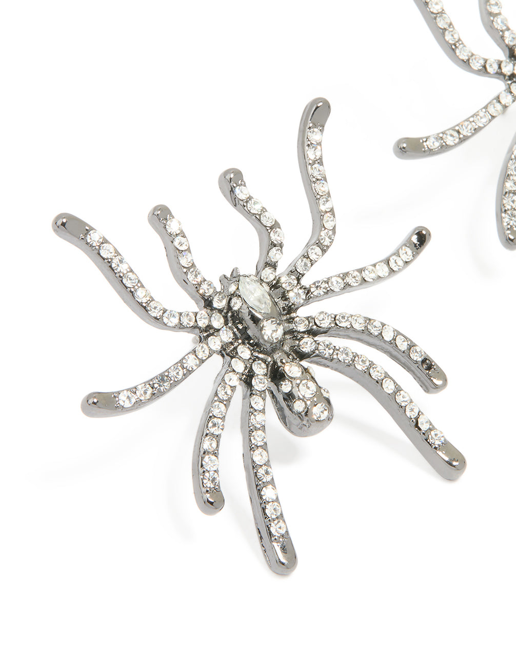 Gunmetal Large Spider Stud Earrings