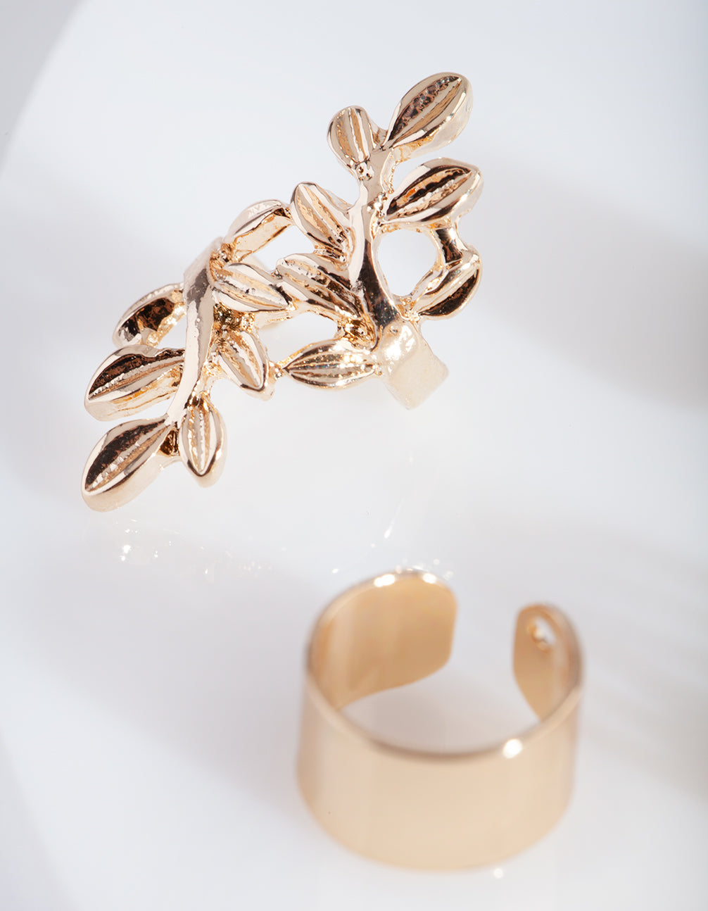 GOLD VINE LEAF AND PLAIN EAR CUFF 6PACK