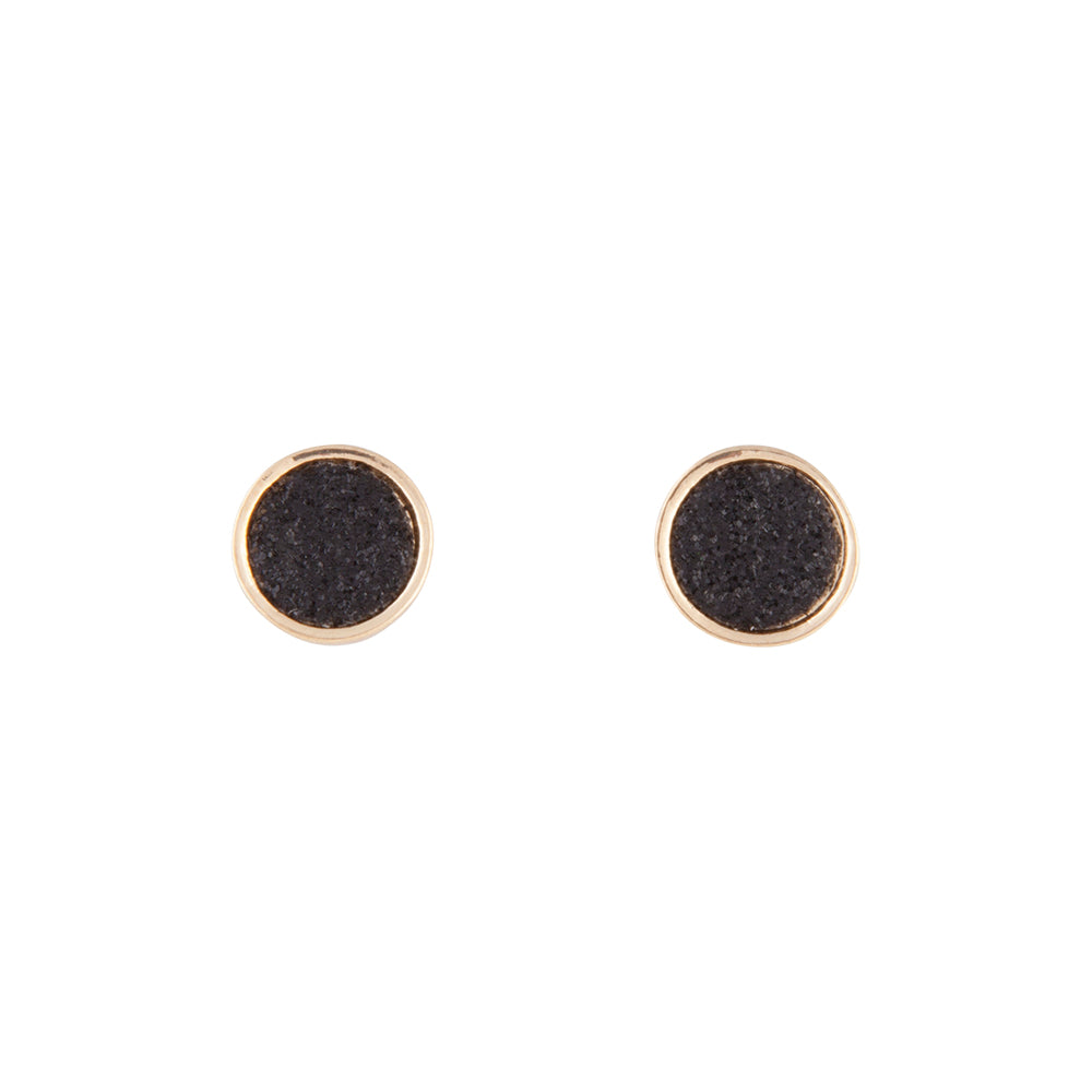 BLACK & GOLD MINI ROUND GLITTER STUDS