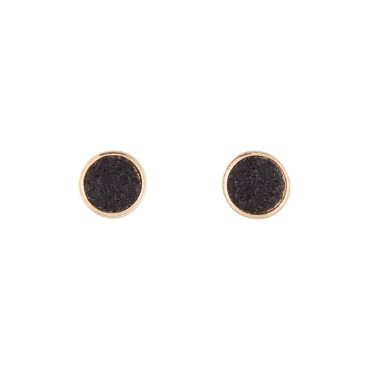 BLACK & GOLD MINI ROUND GLITTER STUDS