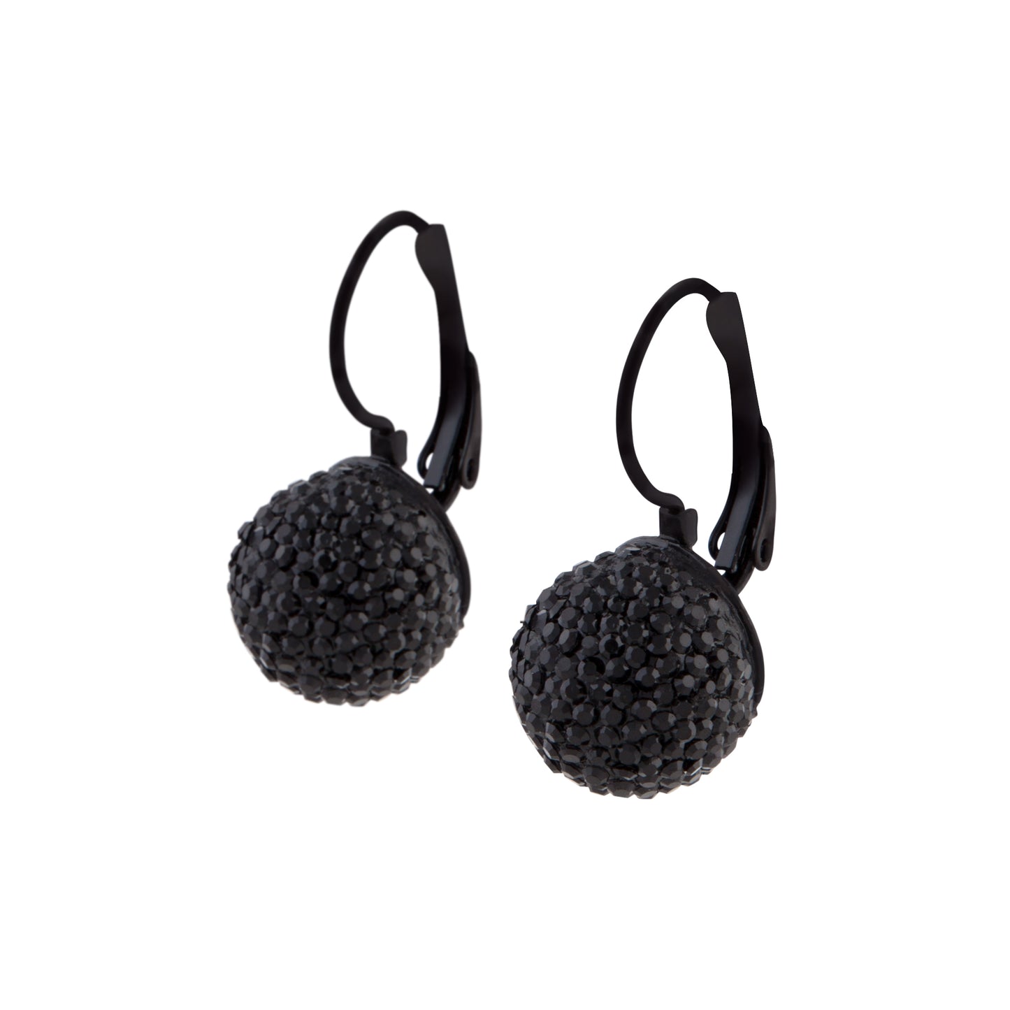 BLACK SHAMBALA BEAD ON COATED METAL CONTI CLIP EARRING