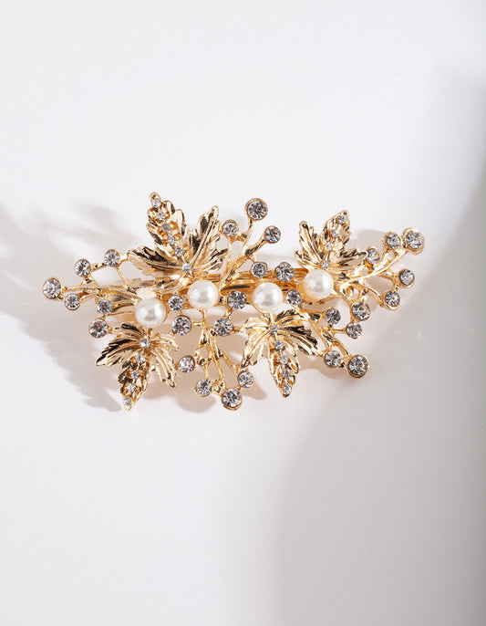 BDBL SG LEAF PRL FLWR BARRETTE