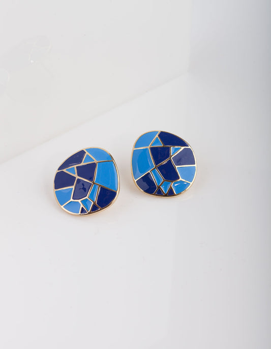 BLUE SG ENAM MOSAIC STUD ER