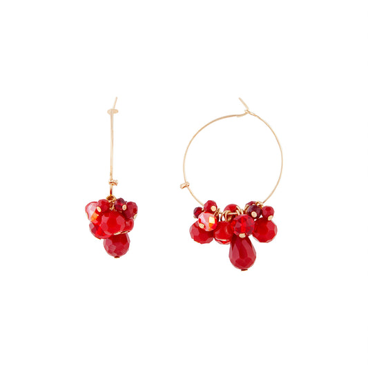RED SG FACET BEAD CHARM HOOP