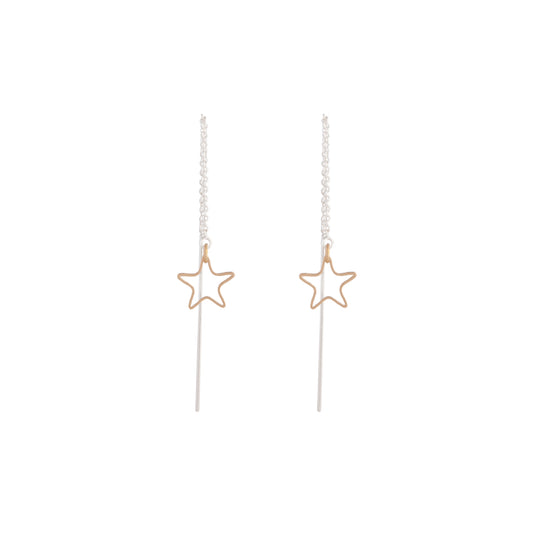 FINE SILVER THREAD THROUGH CHAIN WITH SMALL GOLD STAR