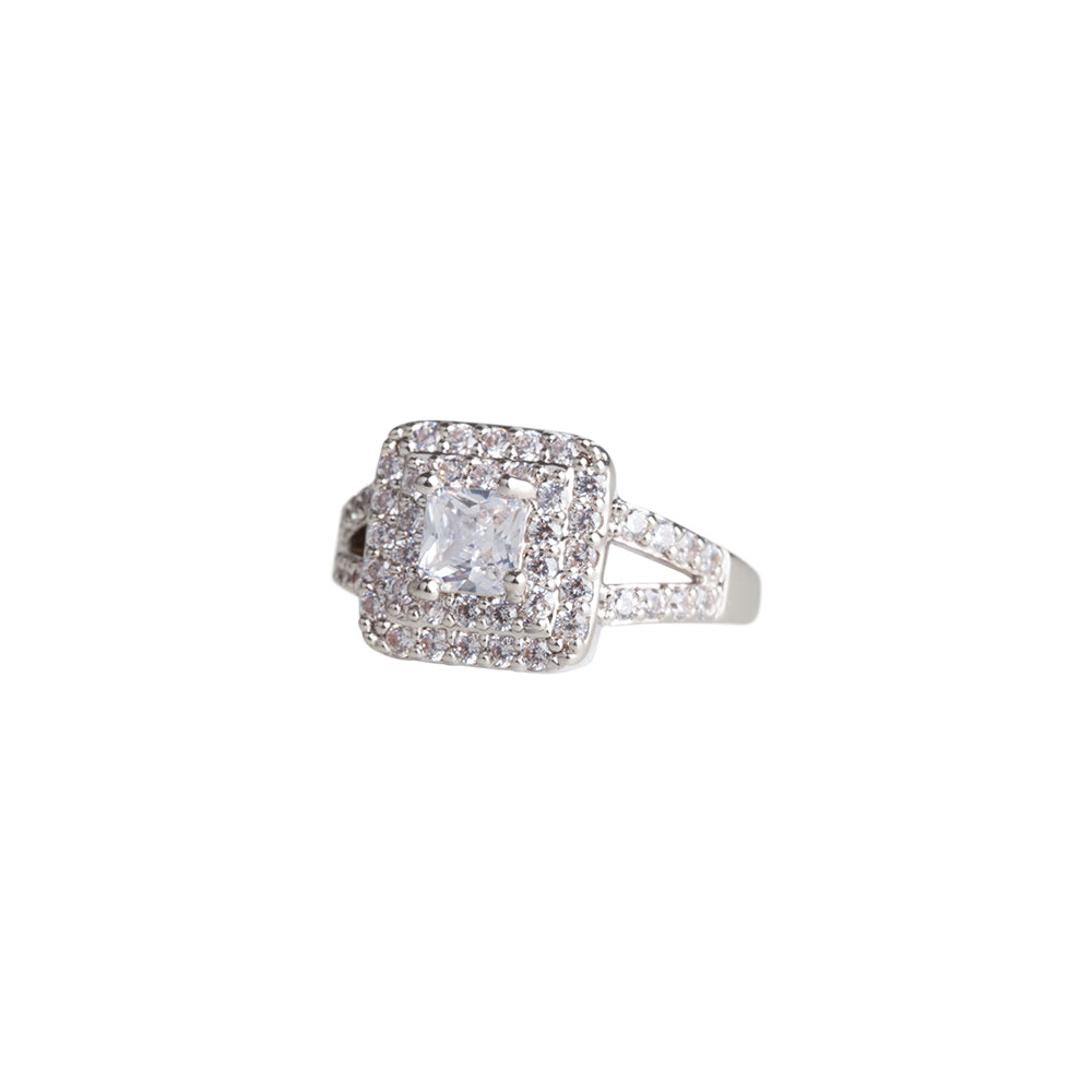 SQUARE CRYSTAL ENGAGEMENT RING