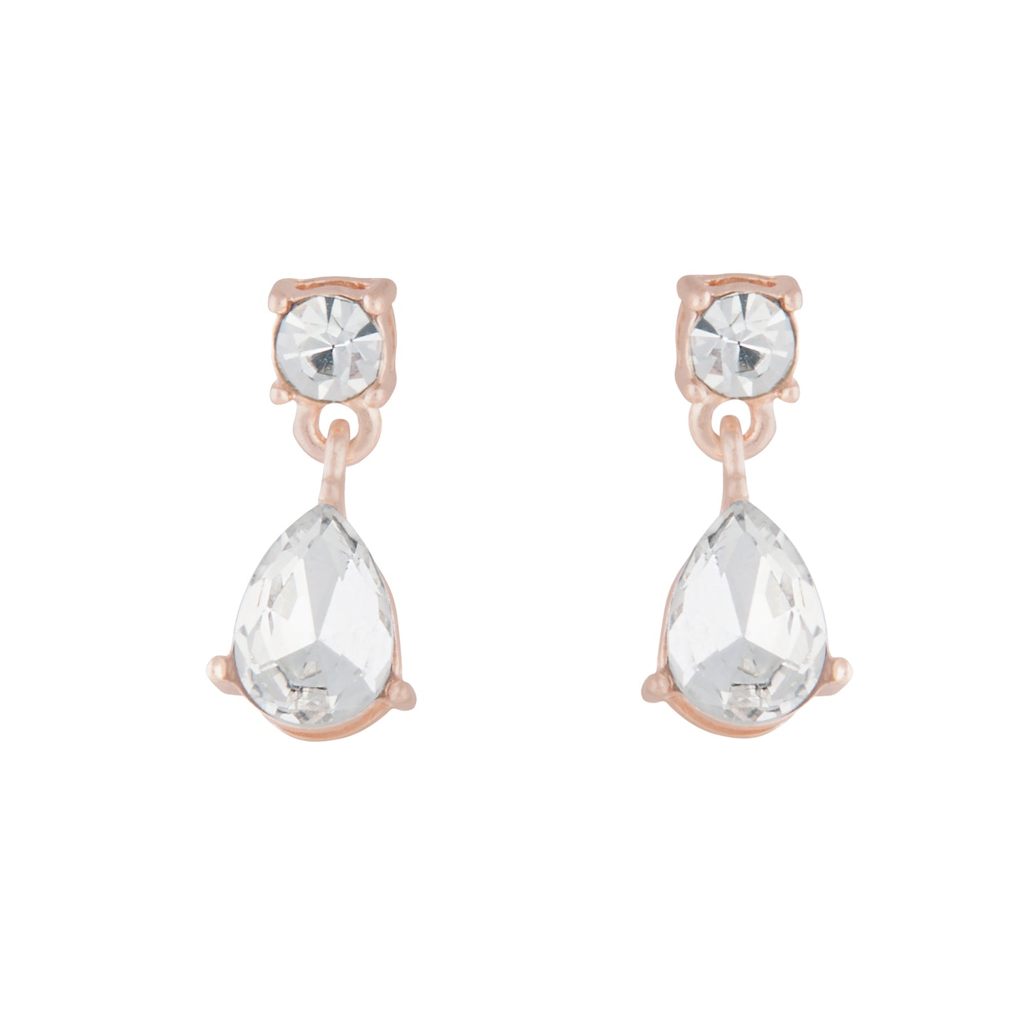MINI ANGELINA CRYSTAL STUD & TEARDROP IN ROSE GOLD EARRING