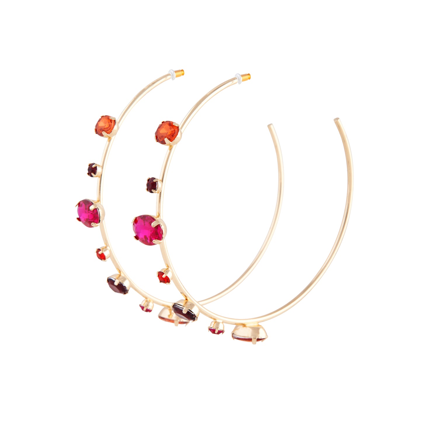 RED SG STONE SET LRG HOOP ER