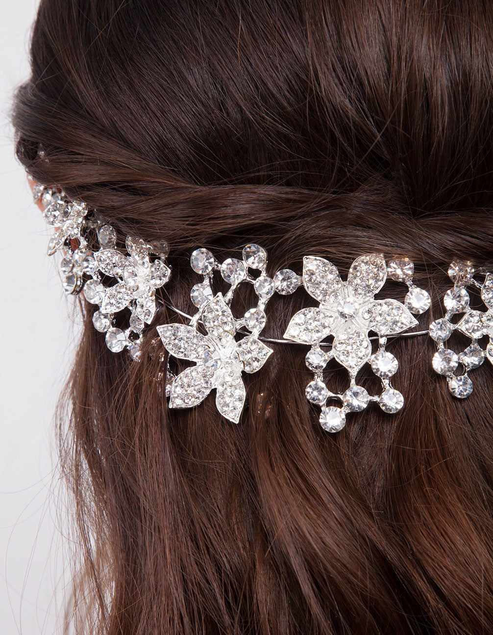DIAMANTE MULTI FLOWER DRAPE HAIR CLIP