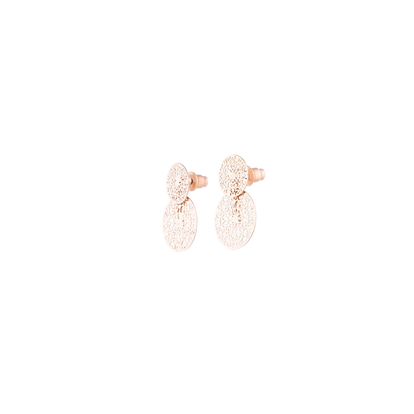ROSE GOLD CIRCLE FILIGREE JACKET EARRING