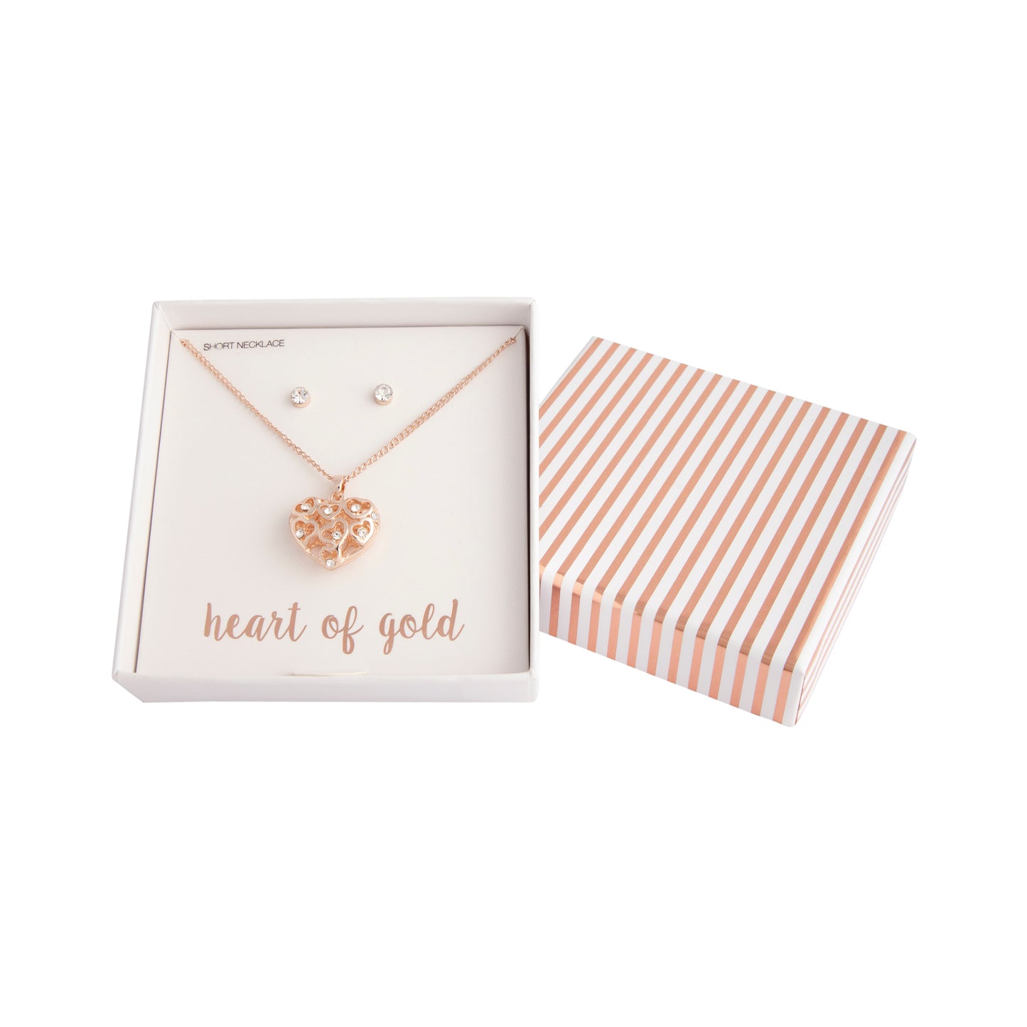 HEART OF GOLD NECKLACE AND EARRING SET
