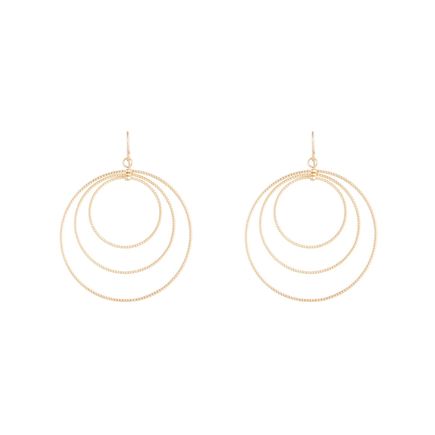 GOLD MULTI DIA CUT HOOP DROP EARRING