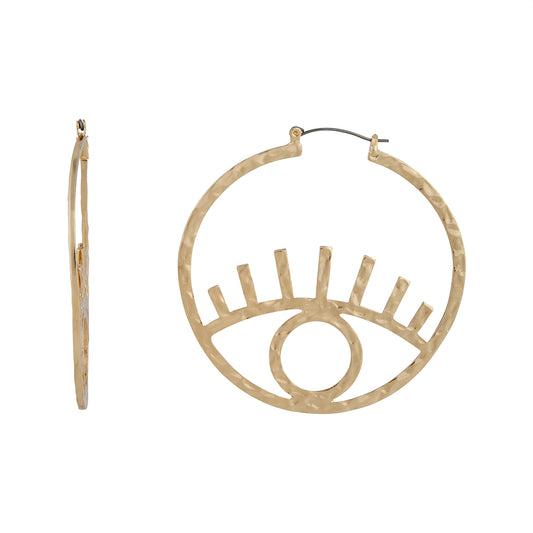 SURR  SG TEXTURD EVIL EYE HOOP